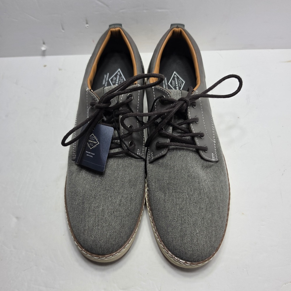 St Johns Bay Jacob Mens Grey Canvas Oxford Memory Foam Shoes 10.5M 016-1403